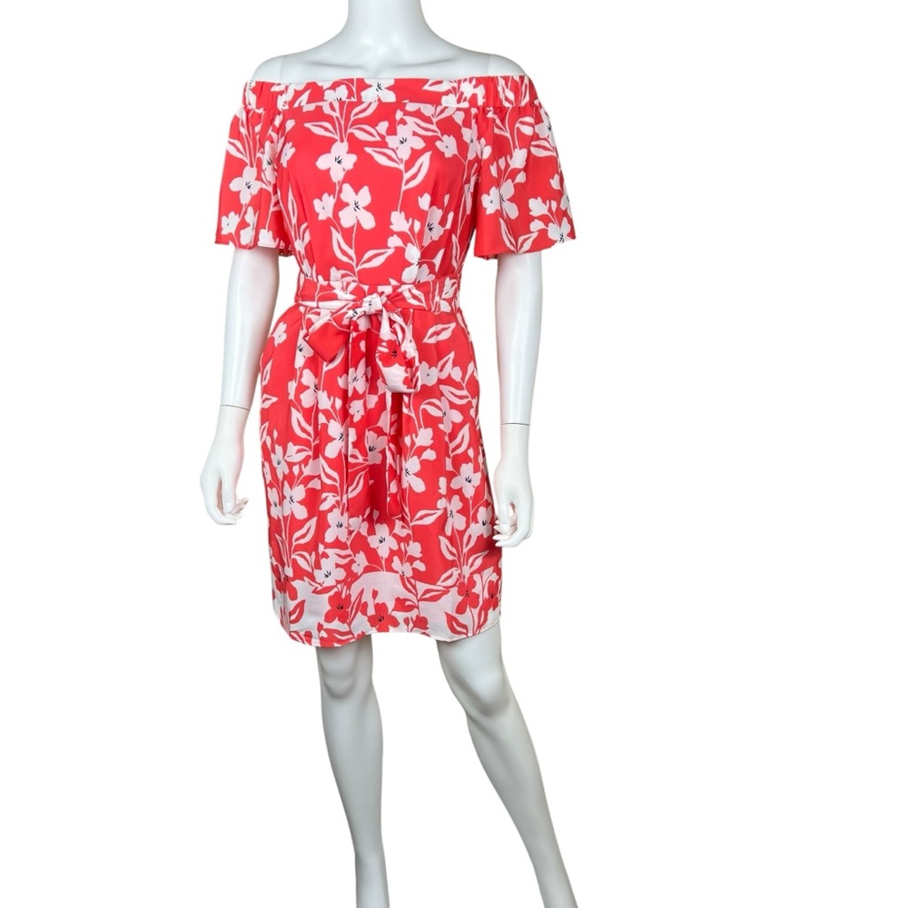 Eliza J Off-Shoulder Belted Summer Feminine  Floral Short Dress Size 4